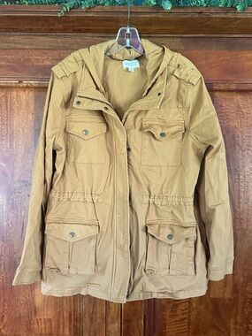 Market & Spruce Mustard Hooded Utility Jacket